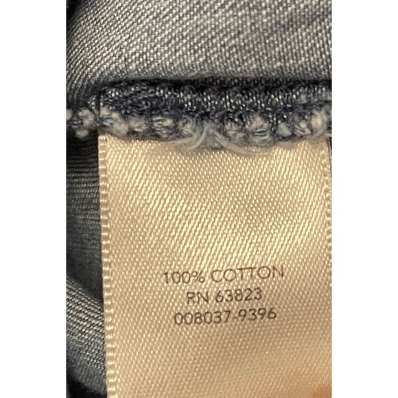 CJ Banks Popover Denim Chambray Blouse Top Womens 1X Collared Anchor Nautical - Picture 6 of 8